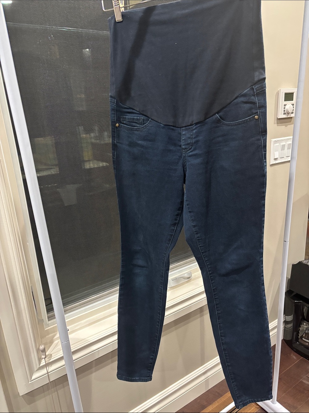 Thyme Maternity Dark Blue Skinny Jeans with Black Overband